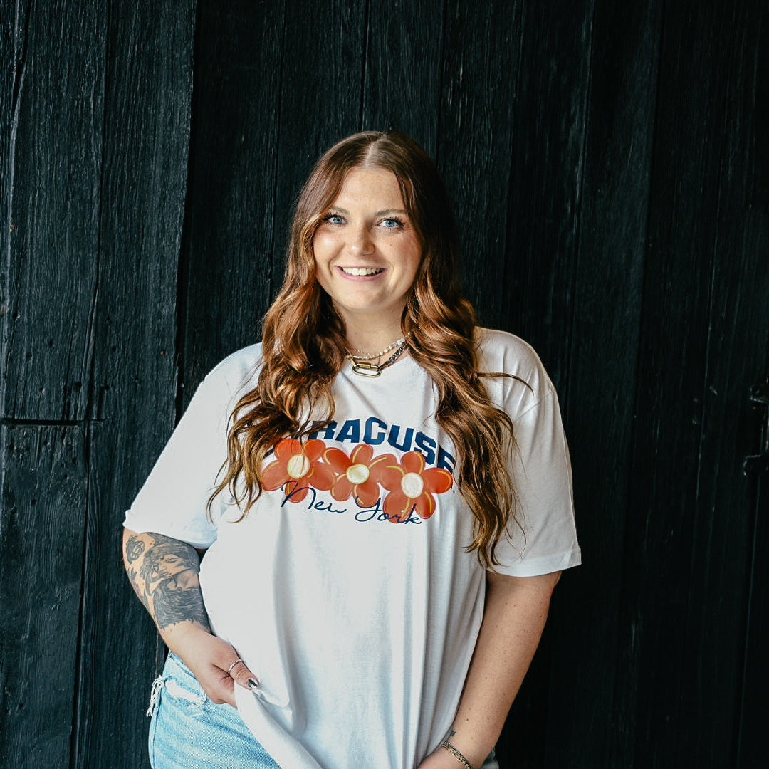 Syracuse New York Flower Power Tee – Retro Floral Game Day Shirt | Citrus Styles